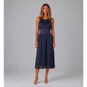 NWT Alberta Ferretti Silk Halter Midi Dress Purple Made in Italy 8 (142)